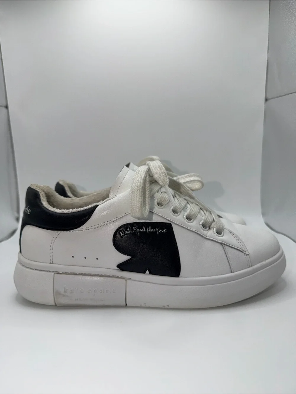 kate spade White and Black Leather Sneakers